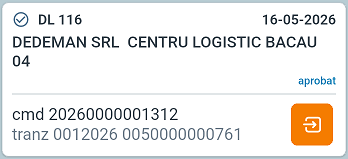 Card DL cu informatii numar / client / cmd / tranz